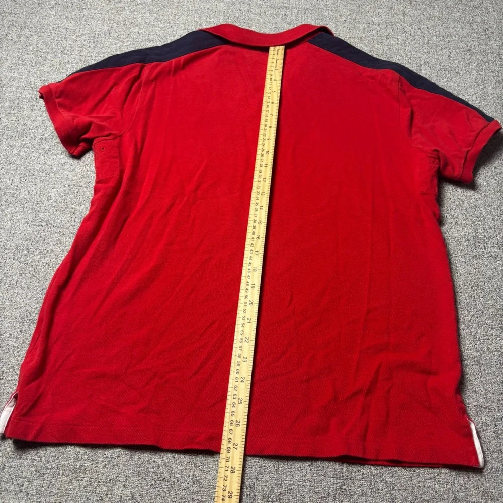 Polo Ralph Lauren Rugby Shirt Mens Large Custom Fit Red Colorblock Short Sleeve